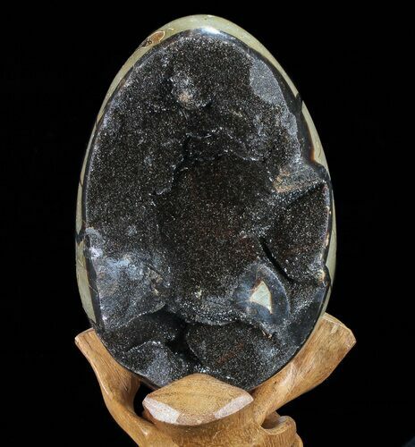 Septarian Dragon Egg Geode - Black Crystals #72098